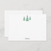 Carte De Correspondance Trois pins aquarelle bleu-vert (Devant / Derrière)