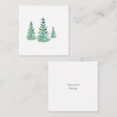 Carte De Correspondance Trois pins aquarelle bleu vert (Devant / Derrière)