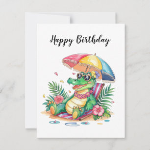Carte De Correspondance Tropical Chill Relaxant Gator Anniversaire
