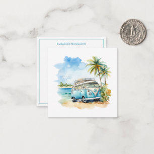Carte De Correspondance Tropical Island Retro Blue Bus