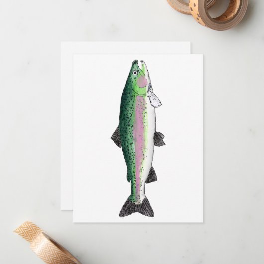 Carte De Correspondance Truite arc-en-ciel (Devant/Arrière en situation)