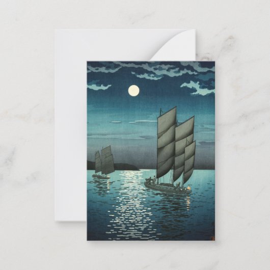 Carte De Correspondance Tsuchiya Koitsu - Bateaux à Shinagawa, Nuit (Devant)