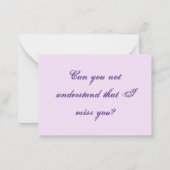 Carte De Correspondance Tu me manques (Dos)