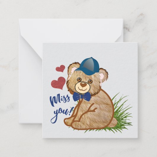 Carte De Correspondance Tu me manques ours (Devant)