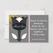 Carte De Correspondance Tulipe noire et Parties scintillant d'or Merci (Devant)