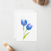 Carte De Correspondance Tulipes violettes bleues (Devant/Arrière en situation)