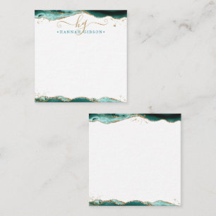 Carte De Correspondance Turquoise Agate Géode Script Monogramme Parties sc