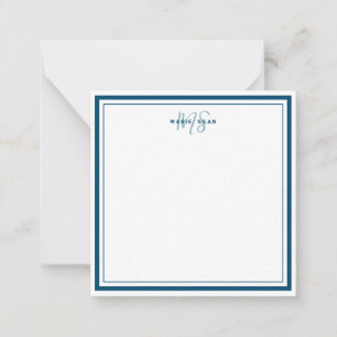 Carte De Correspondance Turquoise Bleu Minimaliste Simple Monogramme Deux 
