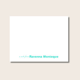 Carte De Correspondance Turquoise Élégant Nom Personnalisé Minimaliste