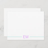 Carte De Correspondance Turquoise lumineux Moderne Simple Monogramme (Devant / Derrière)
