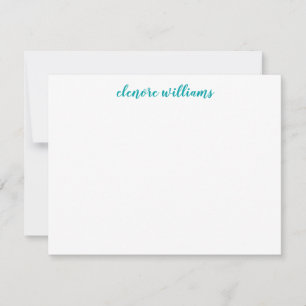 Carte De Correspondance Turquoise Turquoise Stylo Moderne Élégant Script G