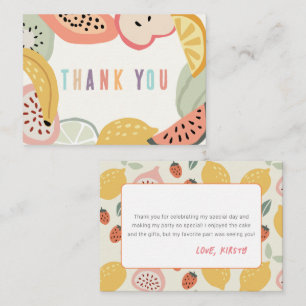 Carte De Correspondance Tutti Frutti Fruit coloré 2e Merci d'anniversaire