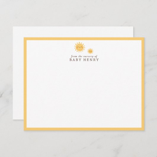 Carte De Correspondance Two Suns Nursery Note Card (Devant / Derrière)