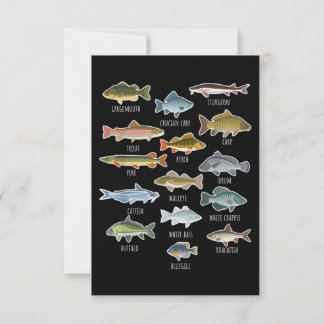 Carte De Correspondance Types D'Espèces De Poissons D'Eau Douce Pêche