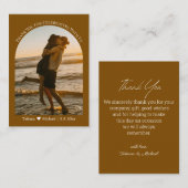 Carte De Correspondance typographie classique merci photo mariage marron (Devant / Derrière)