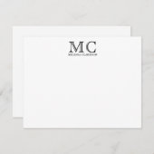 Carte De Correspondance Typographie classique simple de monographie noire (Devant / Derrière)