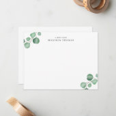 Carte De Correspondance Typographie classique simple d'Eucalyptus (Devant/Arrière en situation)