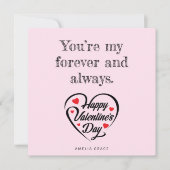 Carte De Correspondance Typographie de cœur moderne rose doux Saint-Valent (Devant)