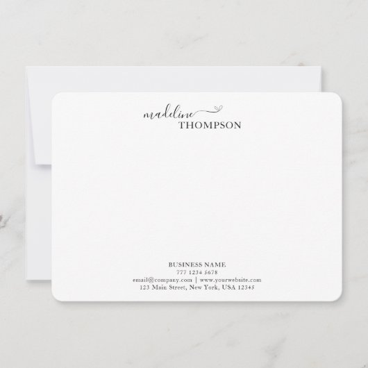 Carte De Correspondance Typographie de script professionnelle et élégante (Devant)