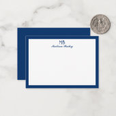 Carte De Correspondance Typographie Décorative Monogramme | Bleu Nuit (Devant/Arrière en situation)