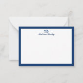 Carte De Correspondance Typographie Décorative Monogramme | Bleu Nuit (Devant)