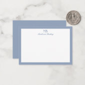 Carte De Correspondance Typographie décorative monogramme | Bleu poussiére (Devant/Arrière en situation)