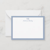 Carte De Correspondance Typographie décorative monogramme | Bleu poussiére (Devant)