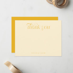 Carte De Correspondance Typographie Élégante en Spirale Mariage Jaune