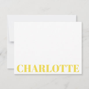 Carte De Correspondance Typographie en gras Nom jaune personnalisé    