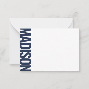 Carte De Correspondance Typographie gras grand nom vertical Midnight Navy