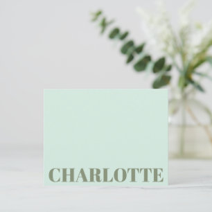 Carte De Correspondance Typographie Gras Nom Personnalisé Vert Menthe Saug