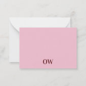Carte De Correspondance Typographie initiale monogramme moderne rose (Dos)