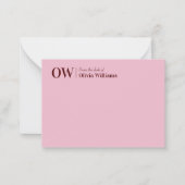 Carte De Correspondance Typographie initiale monogramme moderne rose (Devant)