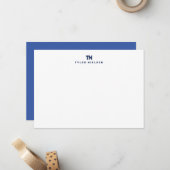 Carte De Correspondance Typographie moderne bleu marine Monogramme (Devant/Arrière en situation)
