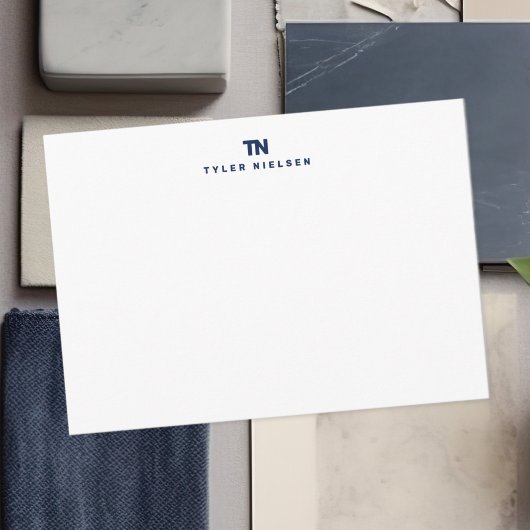 Carte De Correspondance Typographie moderne bleu marine Monogramme