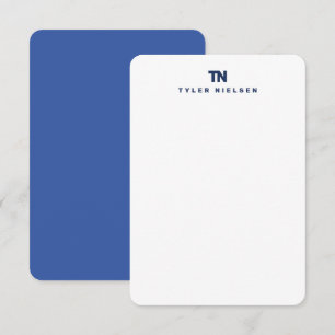 Carte De Correspondance Typographie moderne bleu marine Monogramme