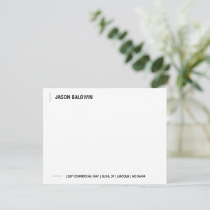 Carte De Correspondance Typographie Moderne Minimaliste Noir Simple