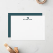 Carte De Correspondance Typographie vert émeraude profond Monogramme (Devant/Arrière en situation)