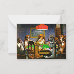 Carte De Correspondance Un ami dans le besoin, chiens jouant au poker,