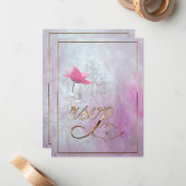 Carte De Correspondance Un Découpe Rose/Or unique (Devant/Arrière en situation)