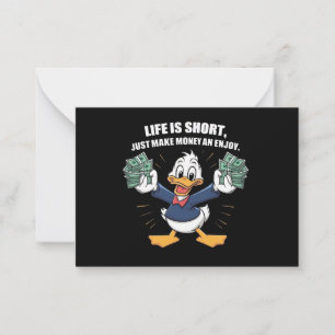 Carte De Correspondance Un dessin animé de caractère heureux canard tenant