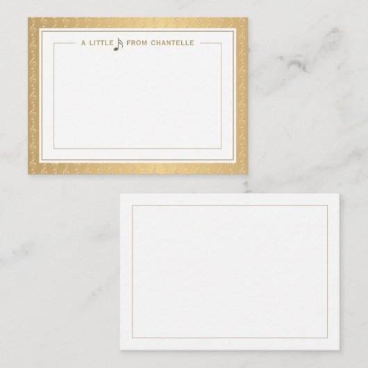Carte De Correspondance Un Petit Note Musique Note Embossée Treble Clef (Devant / Derrière)