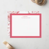 Carte De Correspondance Une note de | Fleur de Chinoiserie Rose (Devant/Arrière en situation)