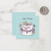 Carte De Correspondance Unicorn Cake Joyeux anniversaire (Devant/Arrière en situation)