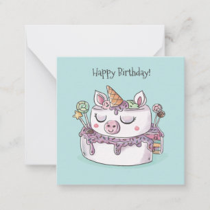 Carte De Correspondance Unicorn Cake Joyeux anniversaire