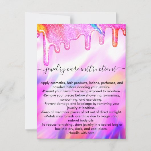 Carte De Correspondance Unicorn Holographic Parties scintillant Drift Jewe (Devant)