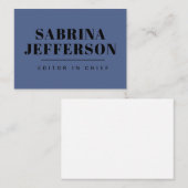 Carte De Correspondance Unique Elegant Plain Simple Bleu Noir (Devant / Derrière)