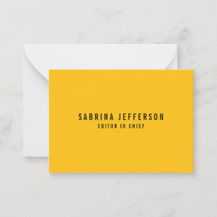 Carte De Correspondance Unique Élégant Plat Simple Minimal Jaune Orange