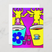Carte De Correspondance Vaches buvant le matin Café (Devant / Derrière)