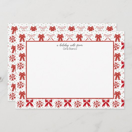 Carte De Correspondance Vaches de Noël rouges et blanches (Devant / Derrière)
